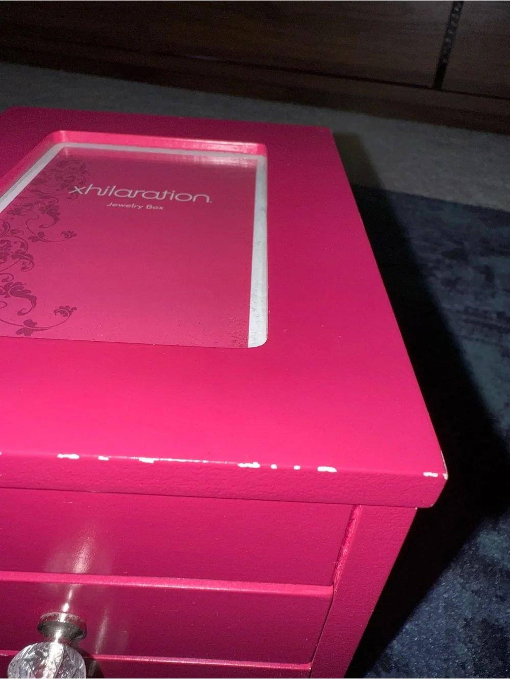 Vintage Y2K Xhilaration Hot Pink Wooden Jewelry Box Organizer